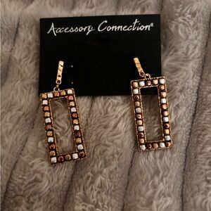 Gold and White Geometric Earrings